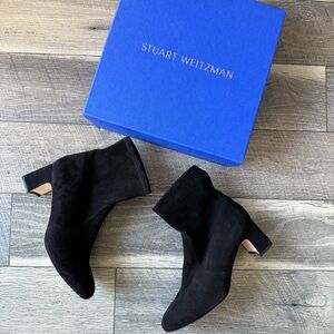 NWT Stuart Weitzman Niki 60 Black Suede Ankle Boots Classic Size 11 (41.5) NIB